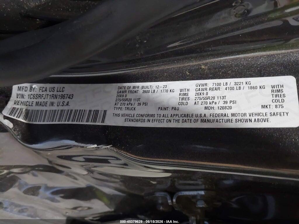 1C6SRFJT1RN196743 2024 RAM 1500 photo no. 9