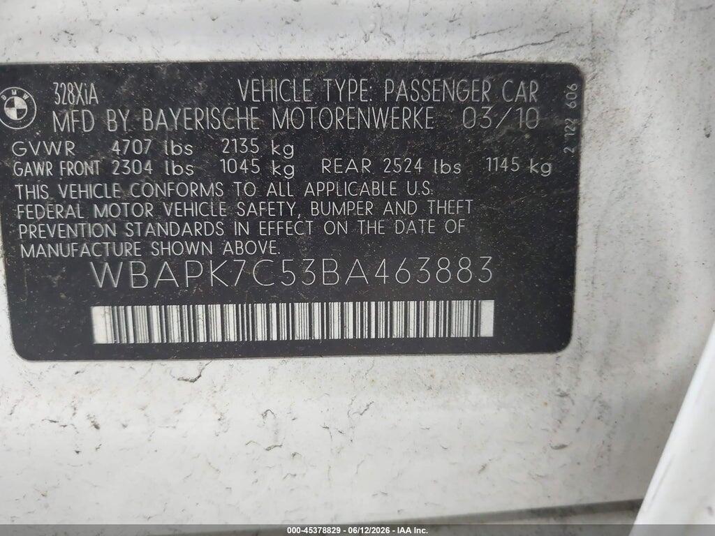 WBAPK7C53BA463883 2011 BMW 328I photo no. 9