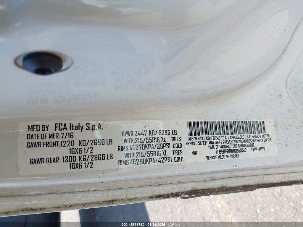 ZFBERFBB1H6D58512 2017 RAM PROMASTER CITY photo no. 9
