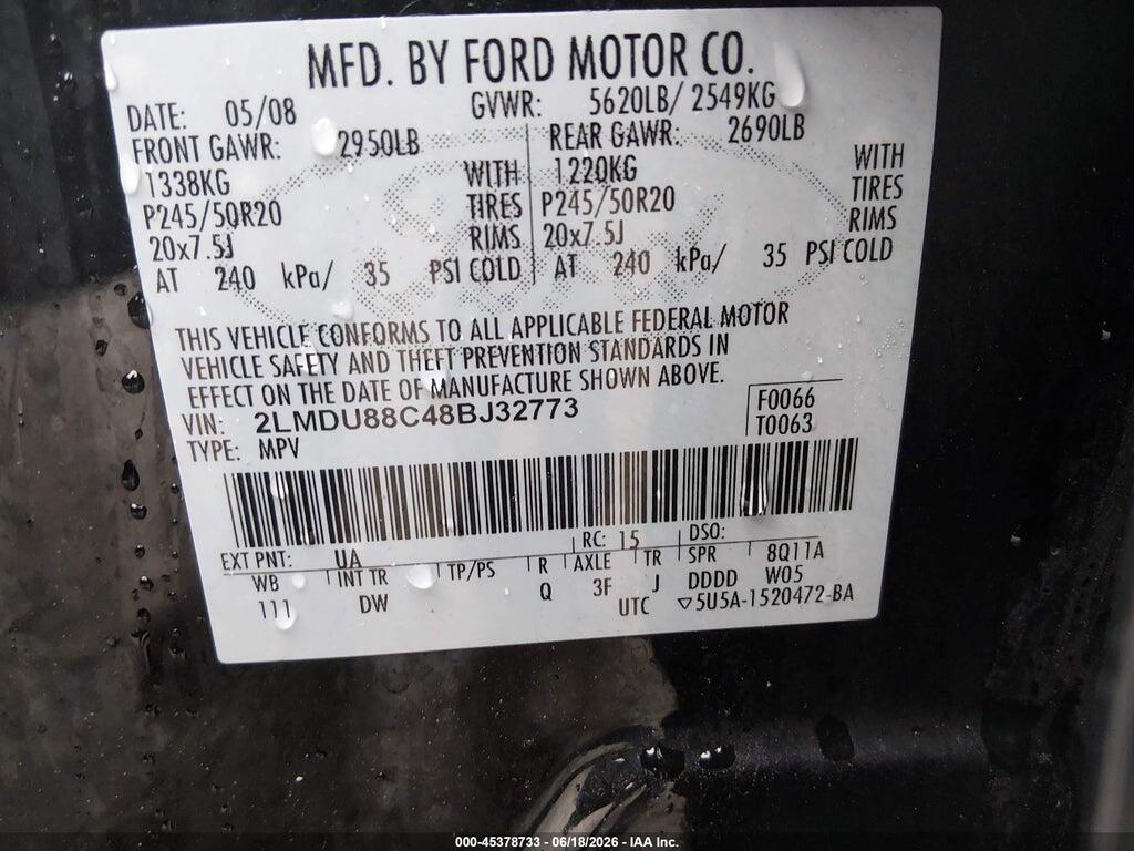 2LMDU88C48BJ32773 2008 LINCOLN MKX photo no. 9
