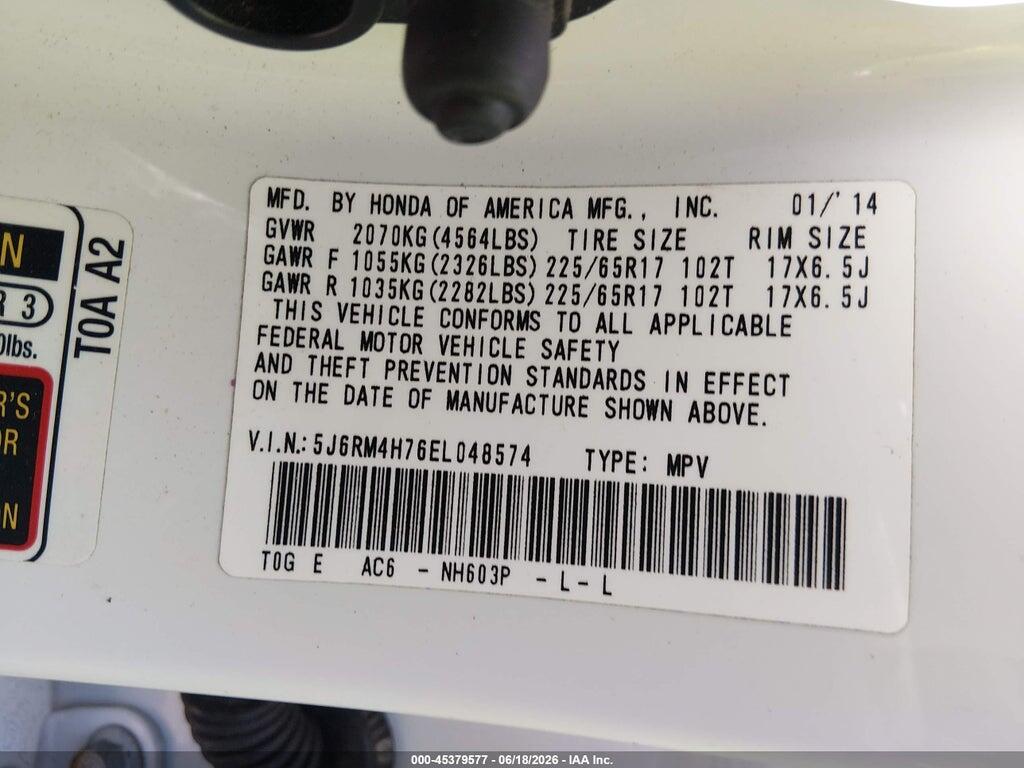 5J6RM4H76EL048574 2014 HONDA CR-V photo no. 9