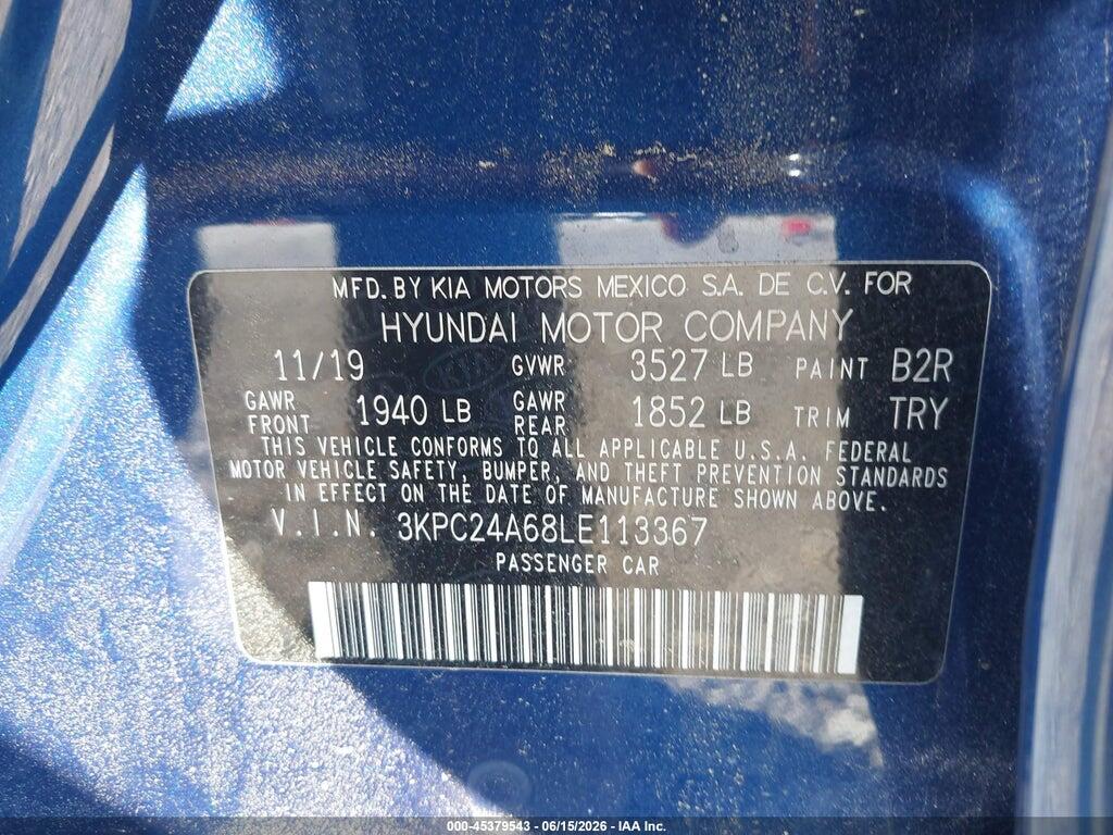 3KPC24A68LE113367 2020 HYUNDAI ACCENT photo no. 9