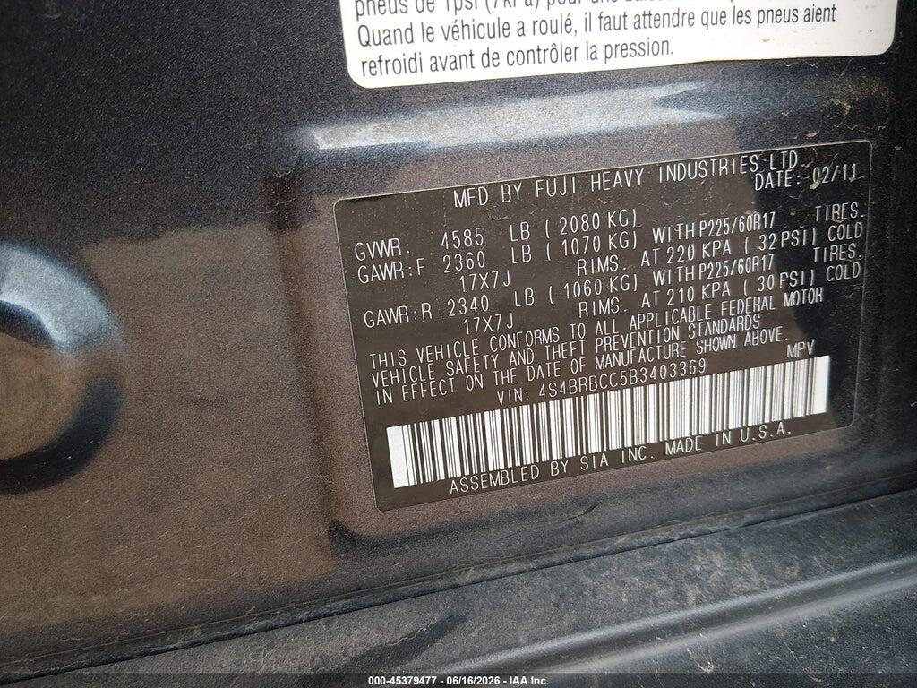 4S4BRBCC5B3403369 2011 SUBARU OUTBACK photo no. 9