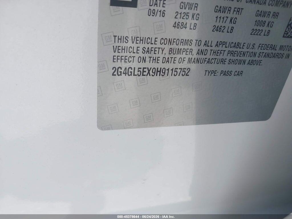 2G4GL5EX9H9115752 2017 BUICK REGAL photo no. 9