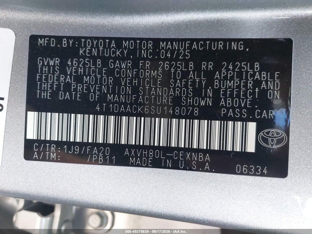 4T1DAACK6SU148078 2025 TOYOTA CAMRY photo no. 9