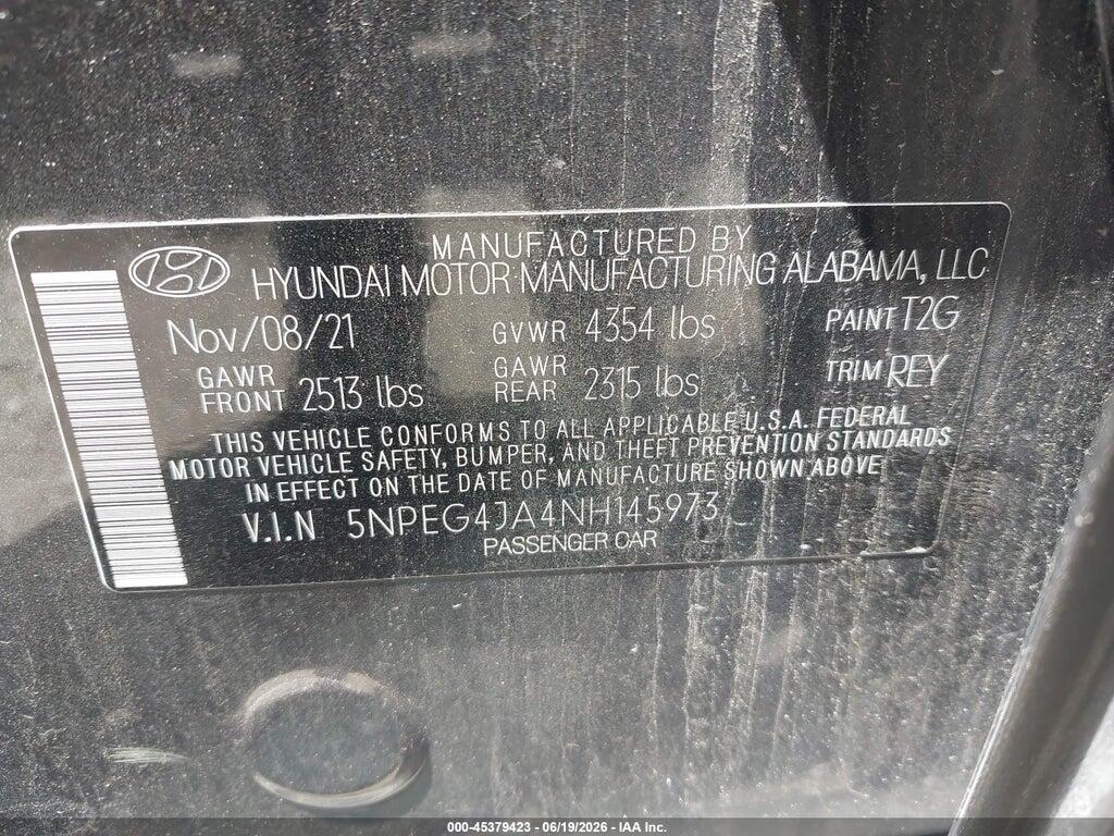 5NPEG4JA4NH145973 2022 HYUNDAI SONATA photo no. 9
