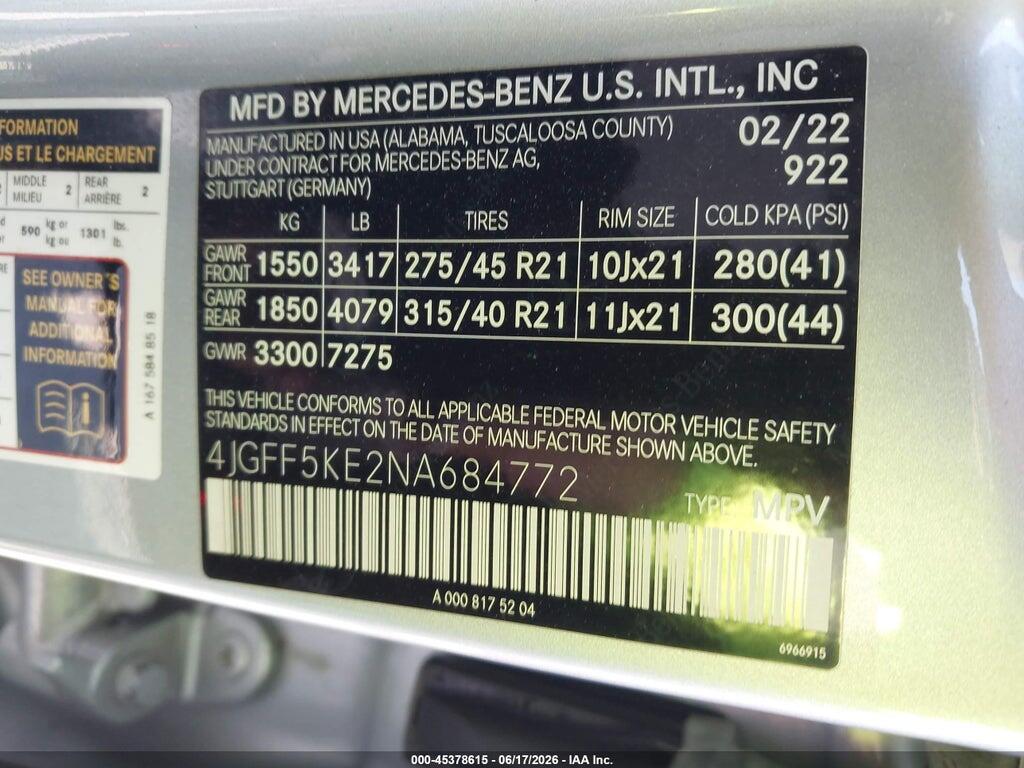 4JGFF5KE2NA684772 2022 MERCEDES-BENZ GLS 450 photo no. 9