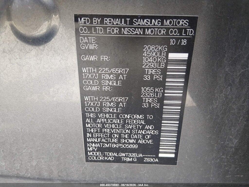 KNMAT2MT6KP505899 2019 NISSAN ROGUE photo no. 9