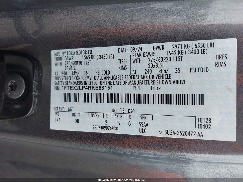1FTEX2LP4RKE88151 2024 FORD F-150 photo no. 9