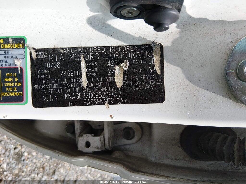 KNAGE228095296827 2009 KIA OPTIMA photo no. 9