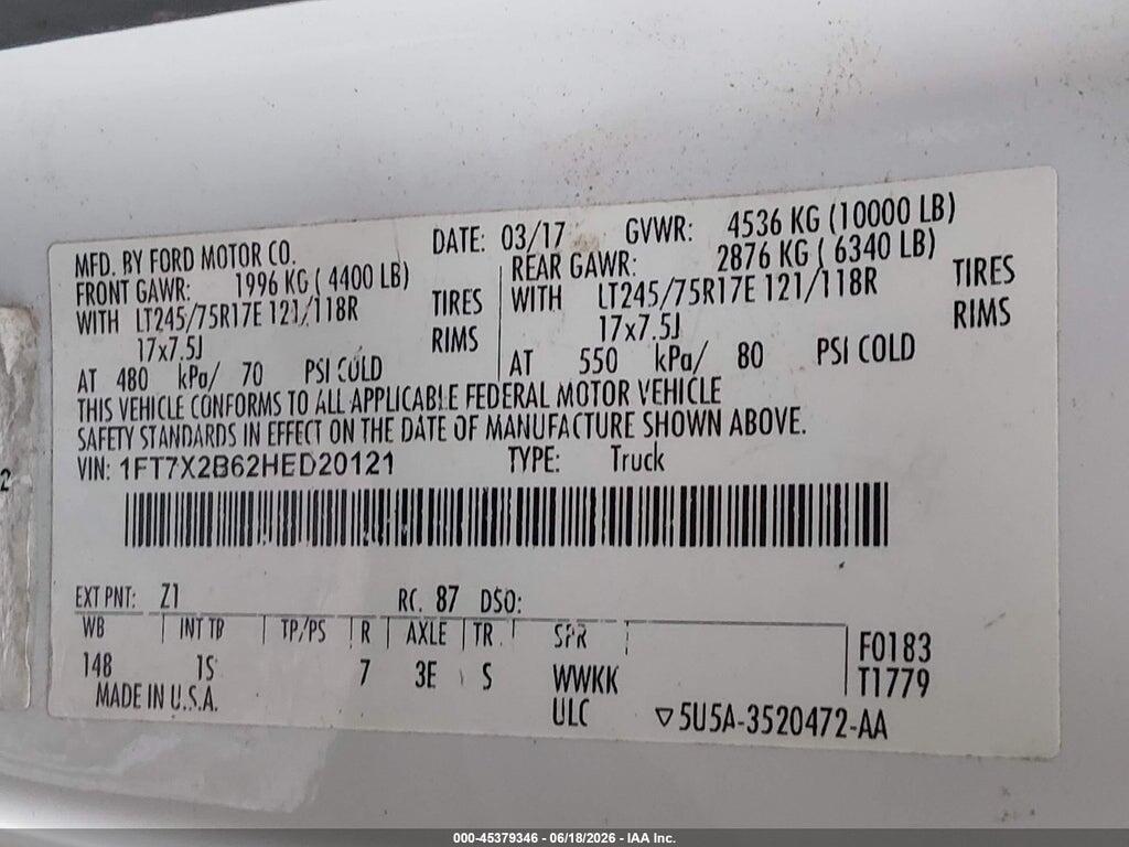 1FT7X2B62HED20121 2017 FORD F-250 photo no. 9