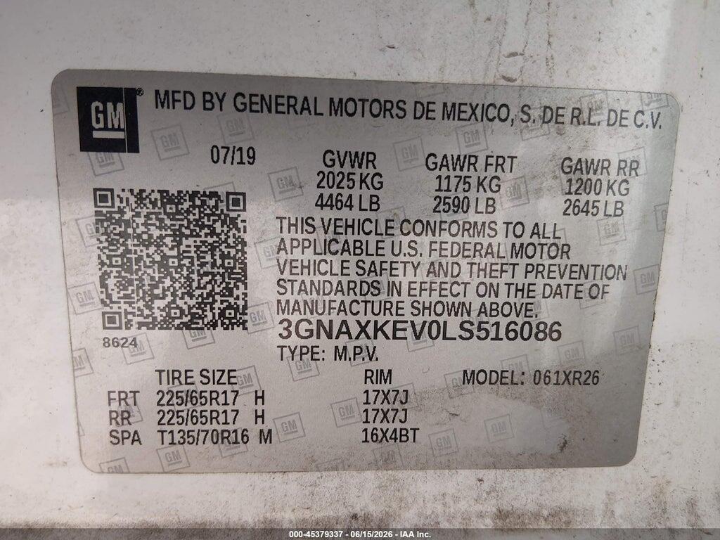 3GNAXKEV0LS516086 2020 CHEVROLET EQUINOX photo no. 9