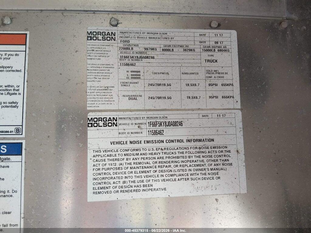 1F66F5KY8J0A08246 2018 FORD F-59 COMMERCIAL STRIPPED photo no. 8