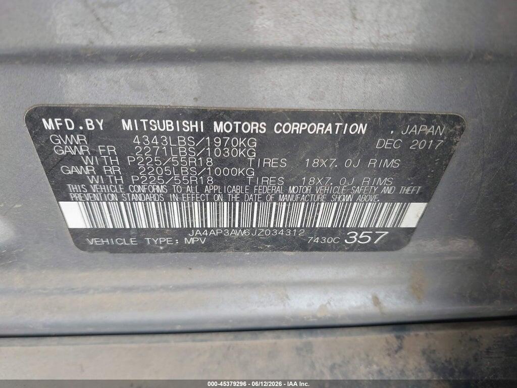 JA4AP3AW6JZ034312 2018 MITSUBISHI OUTLANDER SPORT photo no. 9