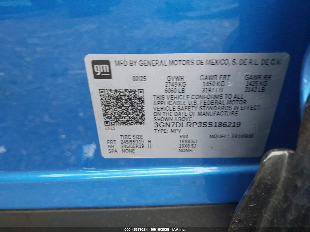 3GN7DLRP3SS186219 2025 CHEVROLET EQUINOX EV photo no. 9