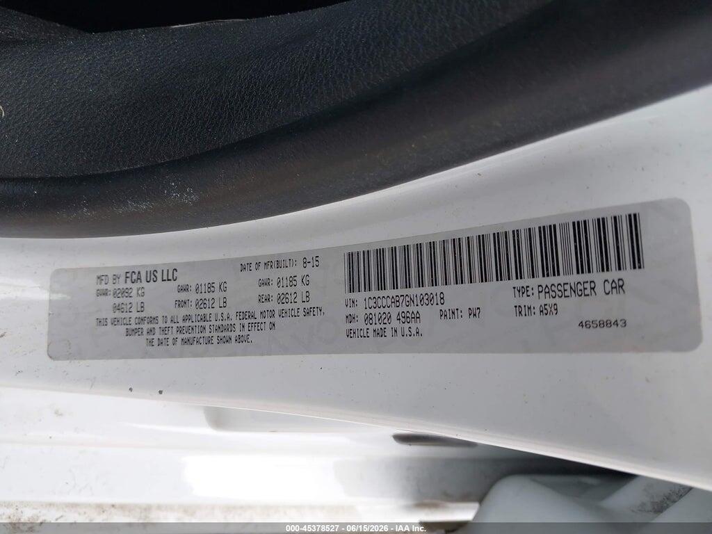 1C3CCCAB7GN103018 2016 CHRYSLER 200 photo no. 9