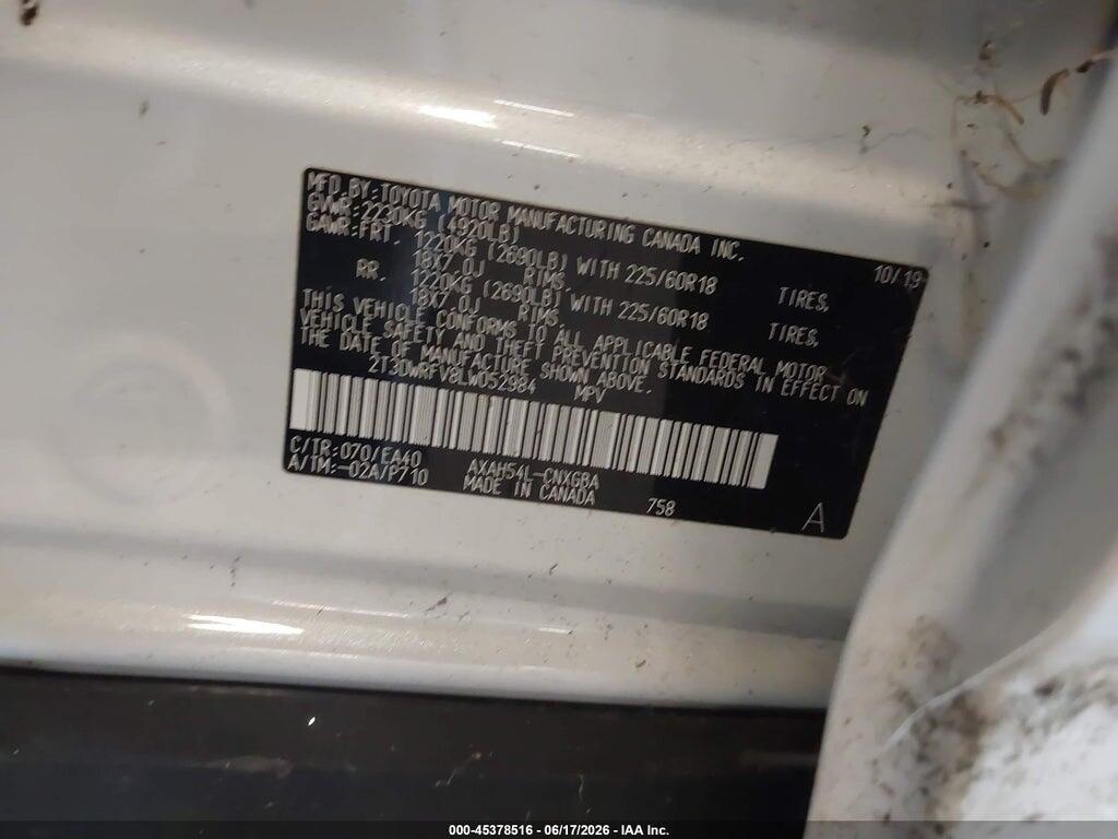 2T3DWRFV8LW052984 2020 TOYOTA RAV4 HYBRID photo no. 9