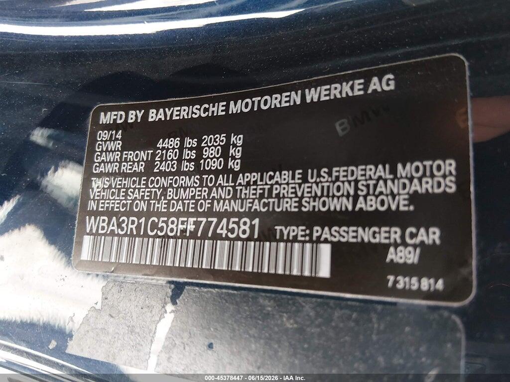 WBA3R1C58FF774581 2015 BMW 435I photo no. 9