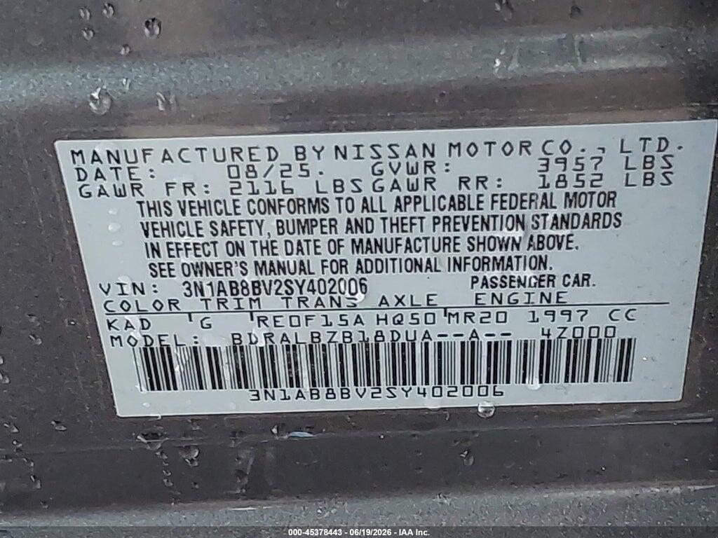 3N1AB8BV2SY402006 2025 NISSAN SENTRA photo no. 9