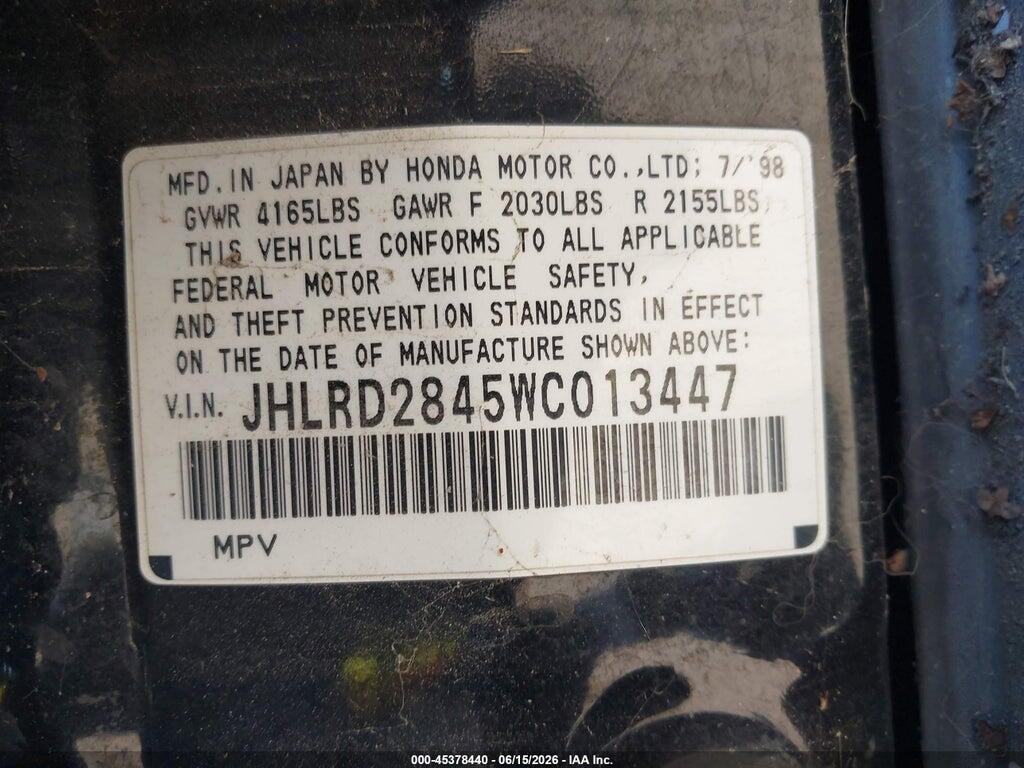 JHLRD2845WC013447 1998 HONDA CR-V photo no. 9