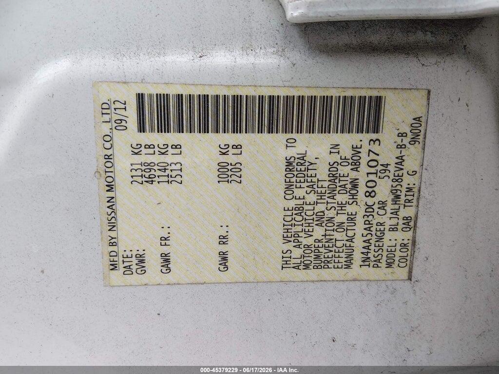 1N4AA5AP3DC801073 2013 NISSAN MAXIMA photo no. 9
