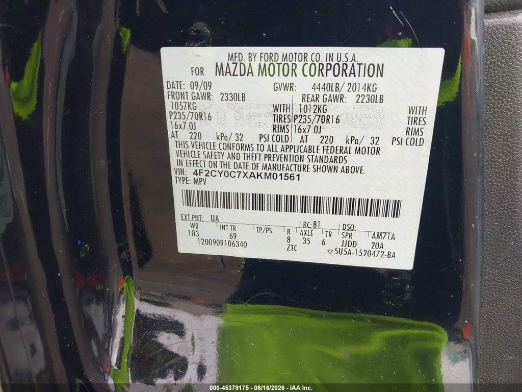 4F2CY0C7XAKM01561 2010 MAZDA TRIBUTE photo no. 9