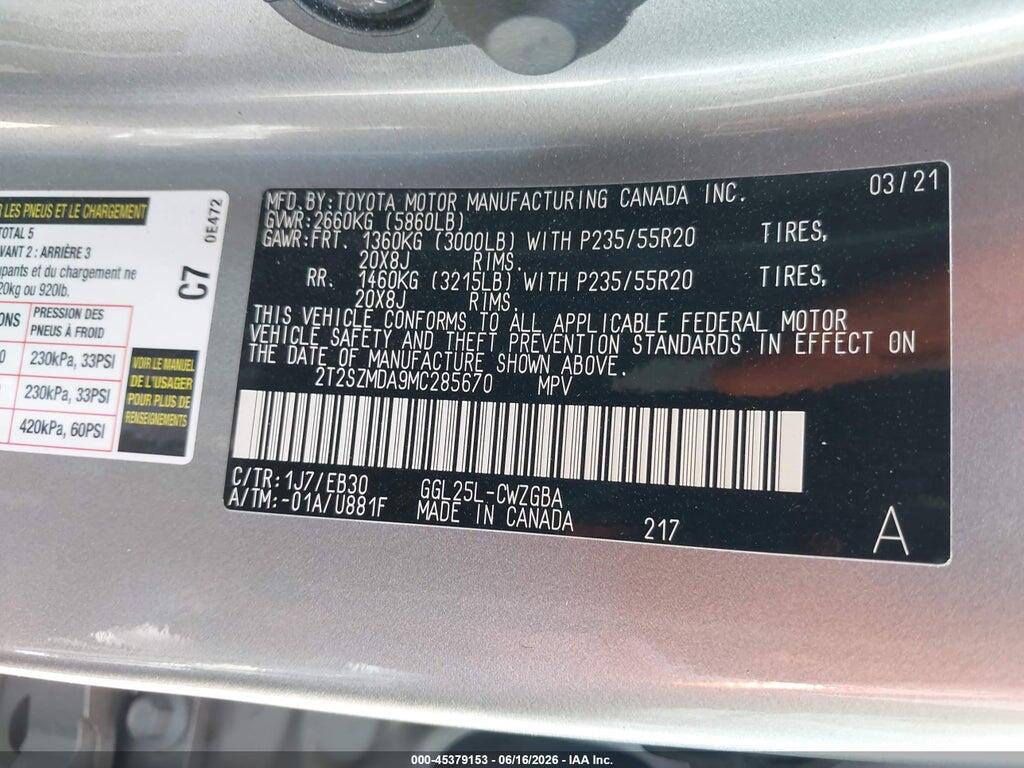 2T2SZMDA9MC285670 2021 LEXUS RX 350 photo no. 9