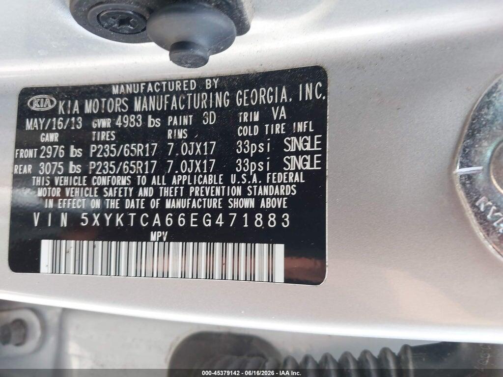 5XYKTCA66EG471883 2014 KIA SORENTO photo no. 9