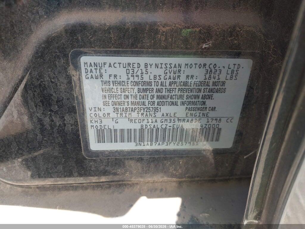 3N1AB7AP3FY257951 2015 NISSAN SENTRA photo no. 9