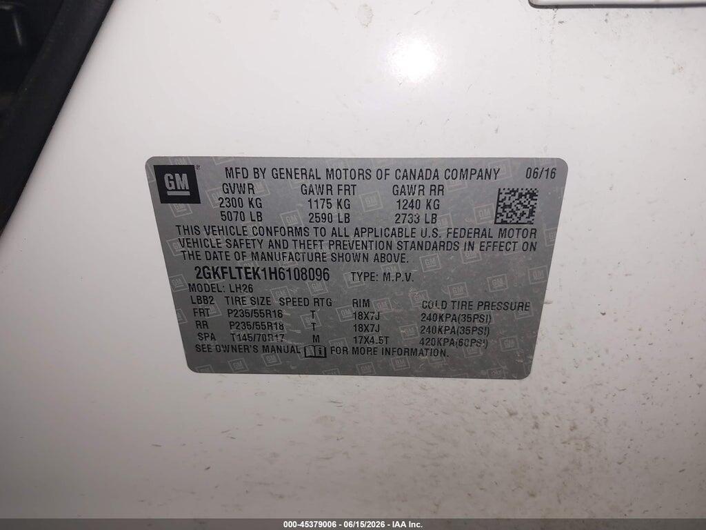 2GKFLTEK1H6108096 2017 GMC TERRAIN photo no. 9