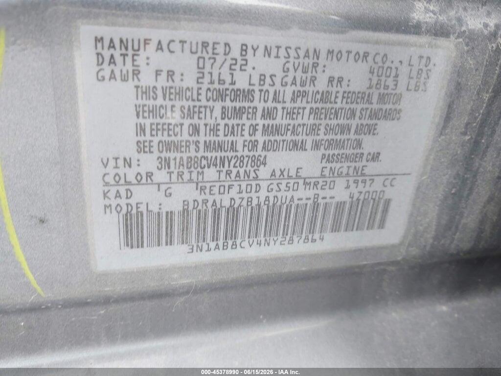 3N1AB8CV4NY287864 2022 NISSAN SENTRA photo no. 9