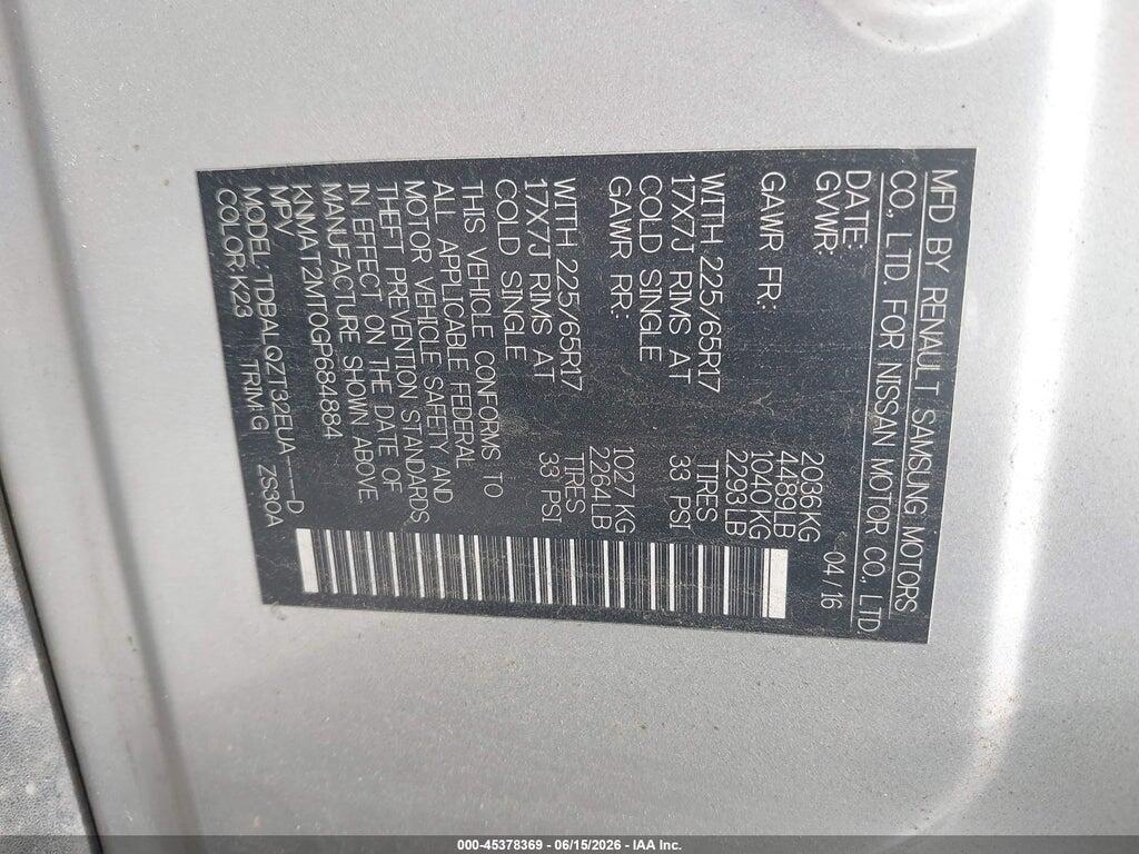 KNMAT2MT0GP684884 2016 NISSAN ROGUE photo no. 9