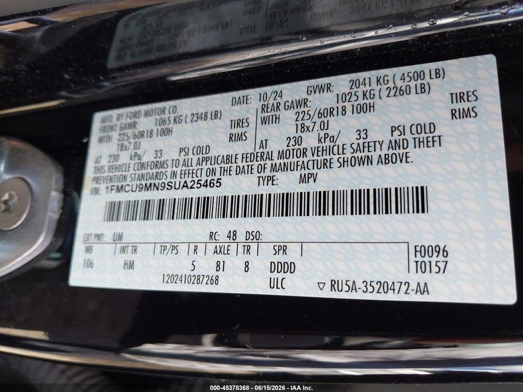 1FMCU9MN9SUA25465 2025 FORD ESCAPE photo no. 9