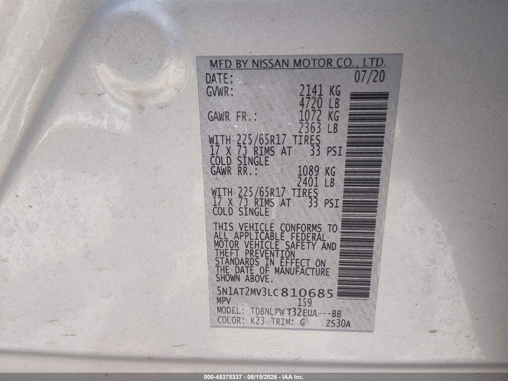 5N1AT2MV3LC810685 2020 NISSAN ROGUE photo no. 9