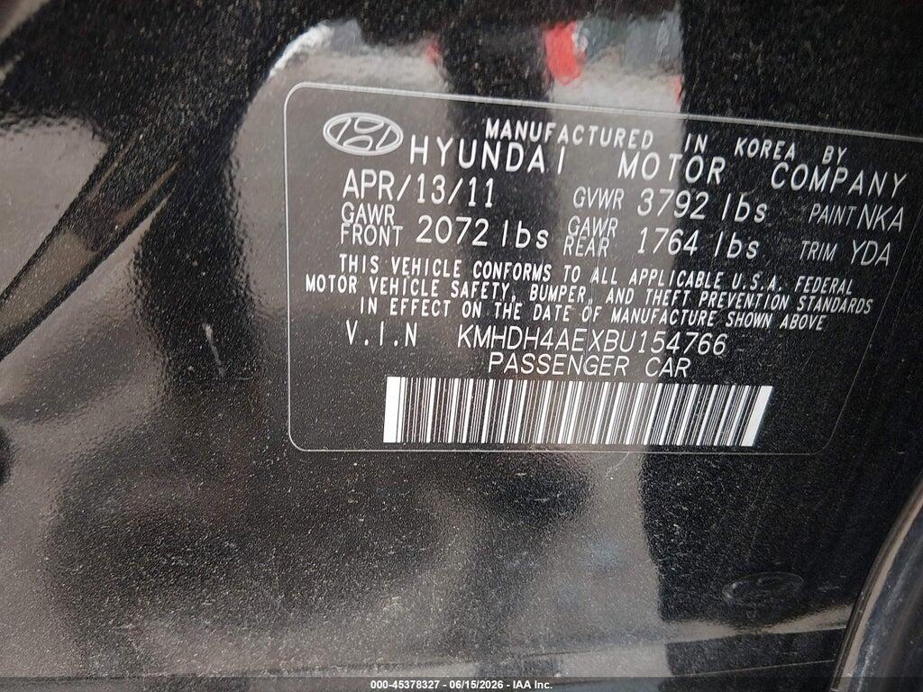KMHDH4AEXBU154766 2011 HYUNDAI ELANTRA photo no. 9