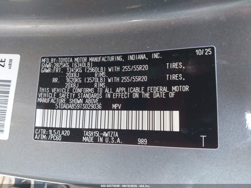 5TDADAB59TS029036 2026 TOYOTA GRAND HIGHLANDER HYBRID photo no. 9
