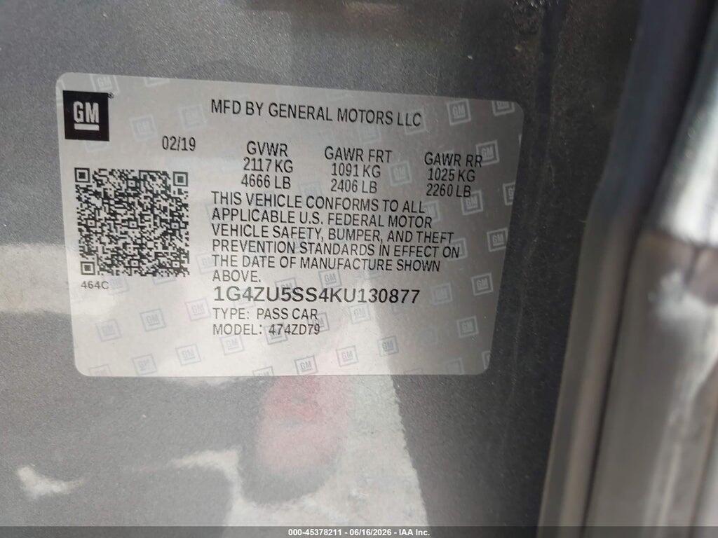 1G4ZU5SS4KU130877 2019 BUICK LACROSSE photo no. 9