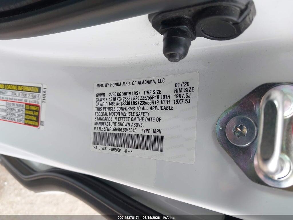 5FNRL6H95LB048345 2020 HONDA ODYSSEY photo no. 9