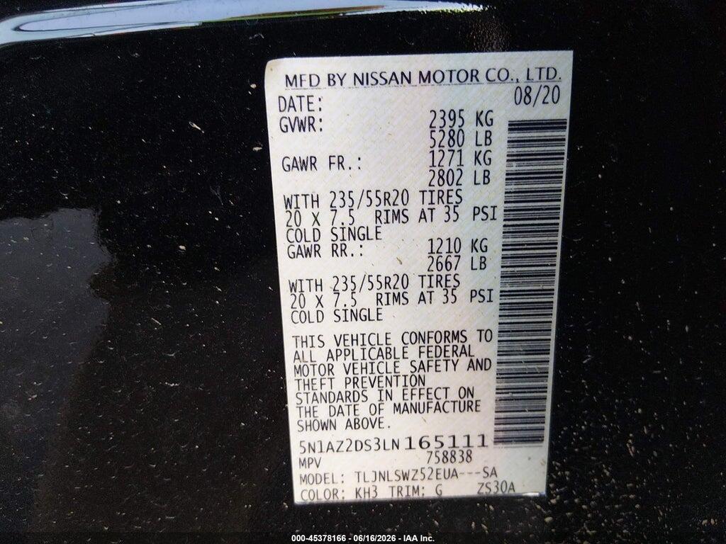 5N1AZ2DS3LN165111 2020 NISSAN MURANO photo no. 8