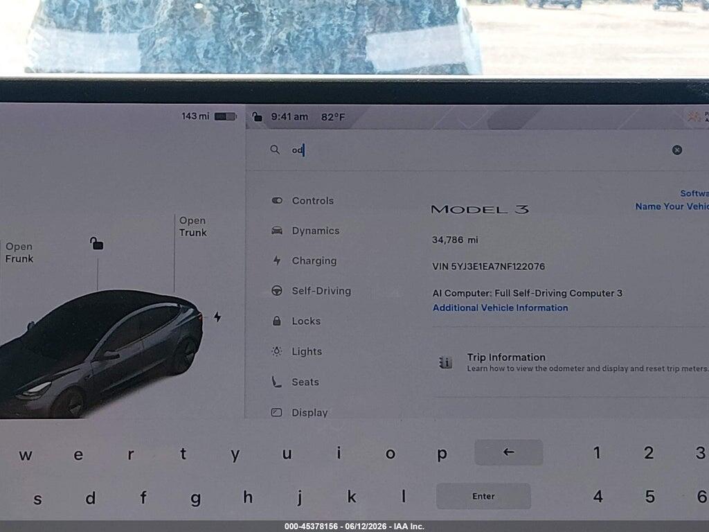 5YJ3E1EA7NF122076 2022 TESLA MODEL 3 photo no. 7