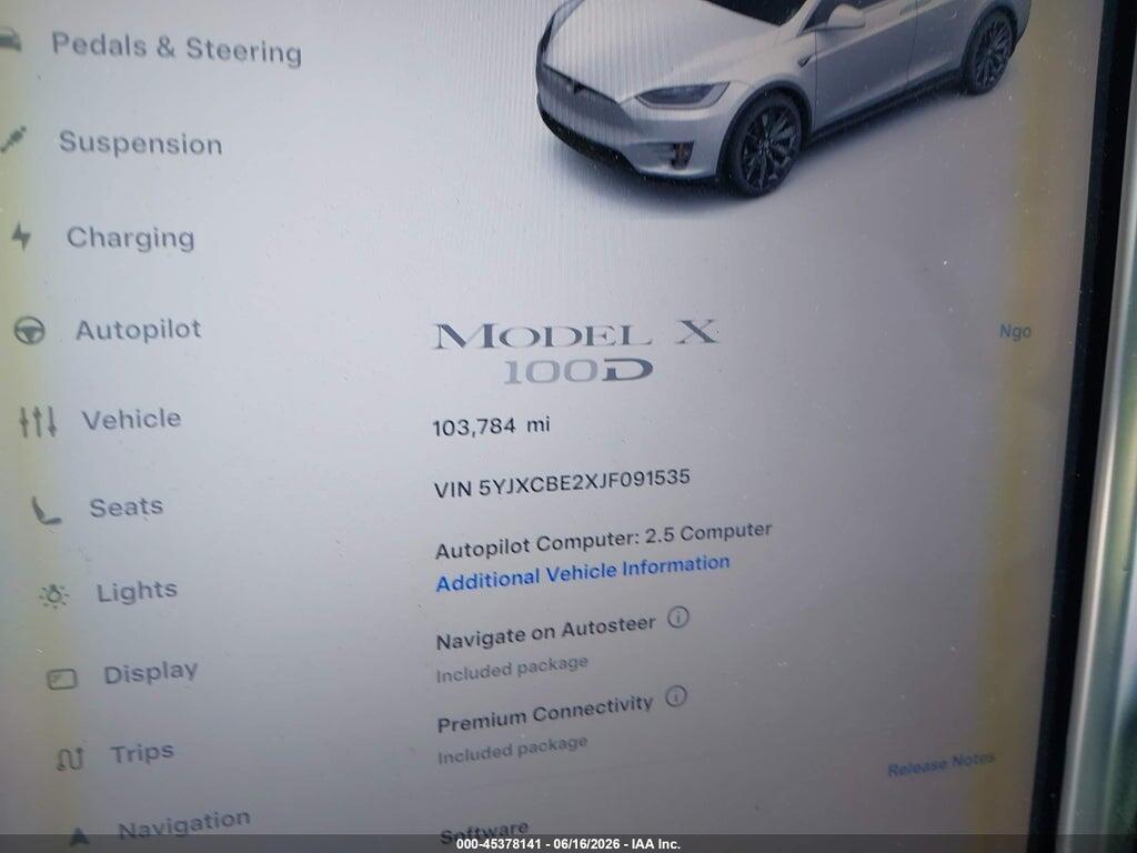 5YJXCBE2XJF091535 2018 TESLA MODEL X photo no. 7