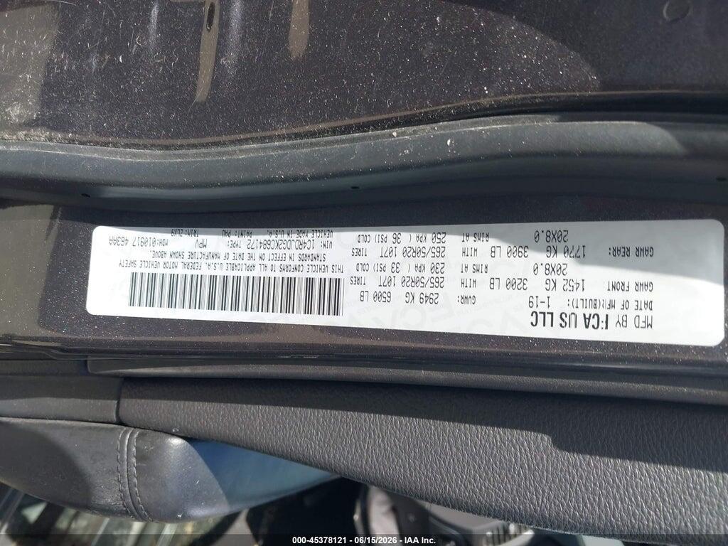 1C4RDJDG2KC684172 2019 DODGE DURANGO photo no. 9