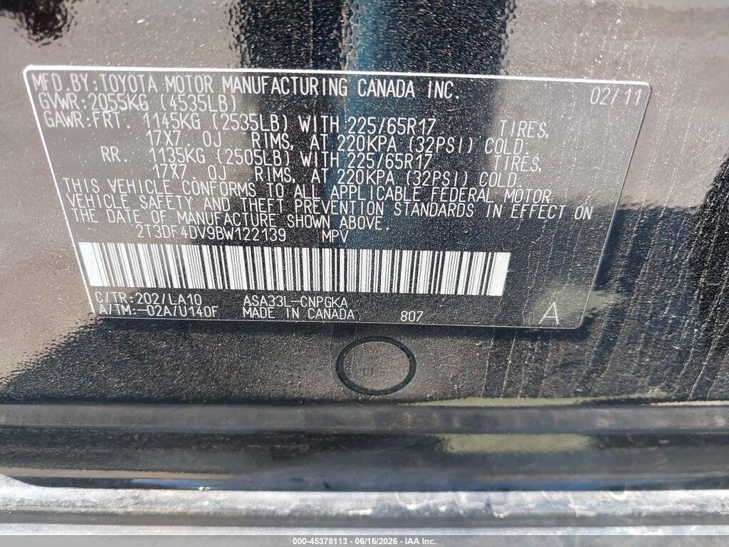 2T3DF4DV9BW122139 2011 TOYOTA RAV4 photo no. 9