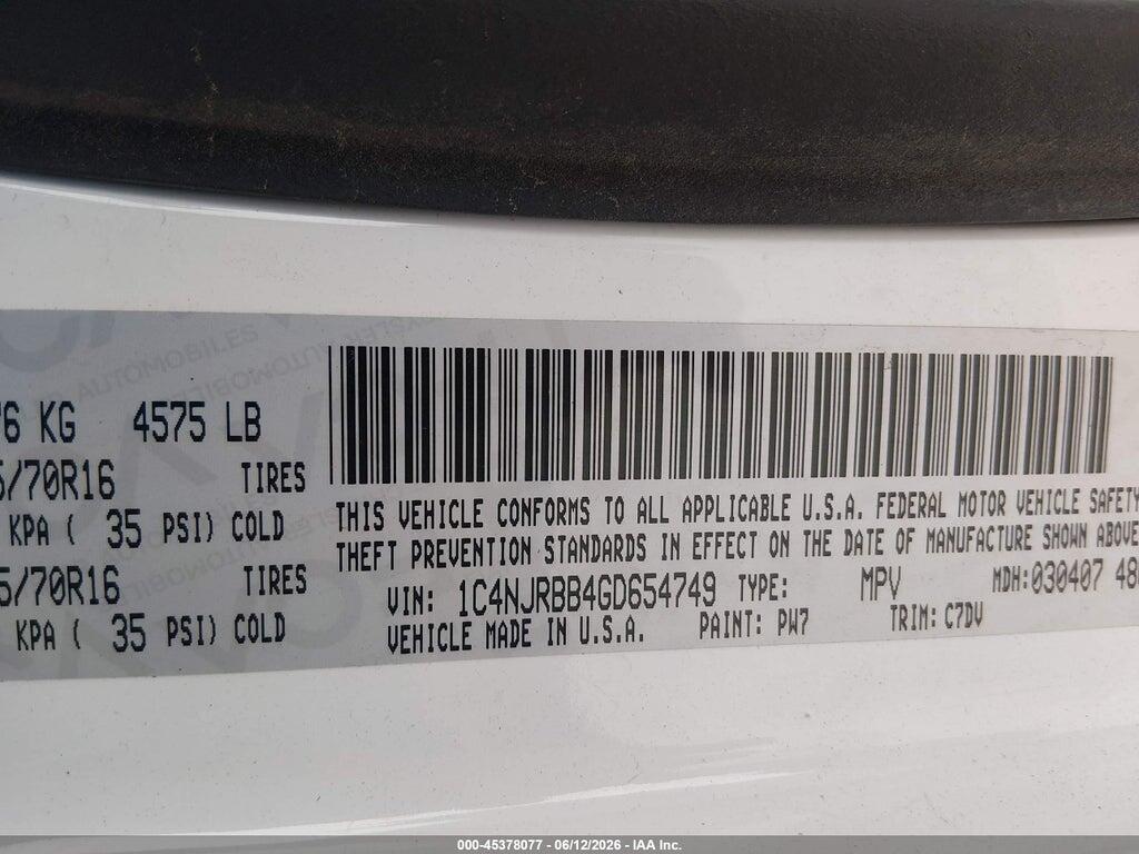 1C4NJRBB4GD654749 2016 JEEP PATRIOT photo no. 9