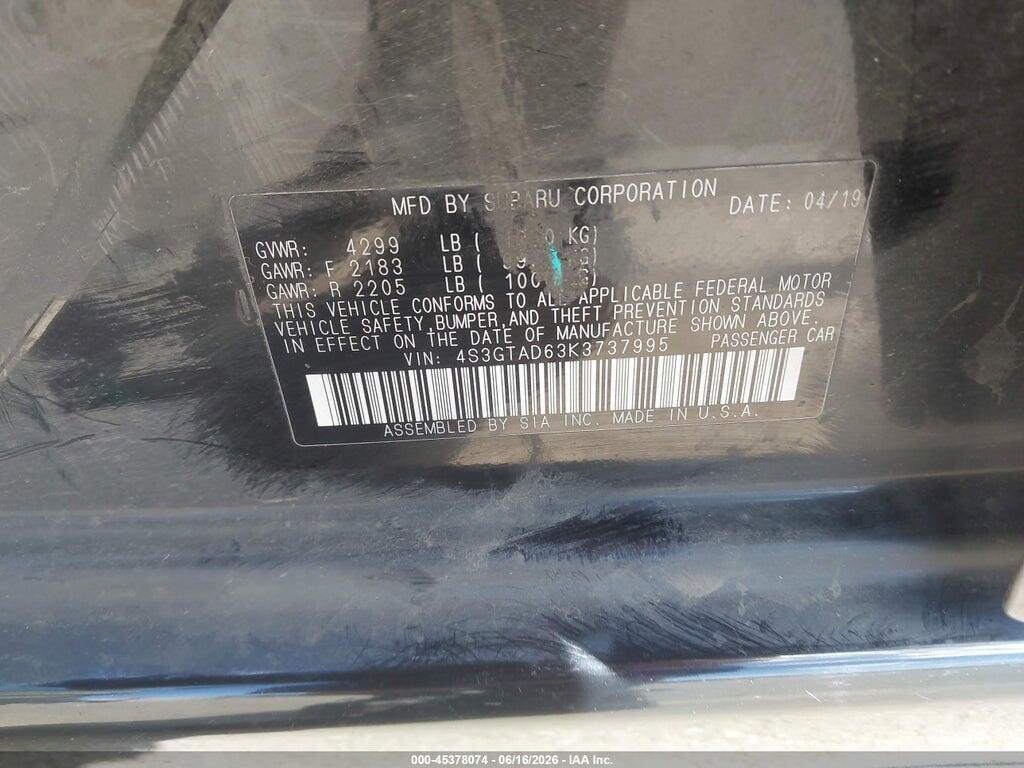 4S3GTAD63K3737995 2019 SUBARU IMPREZA photo no. 9