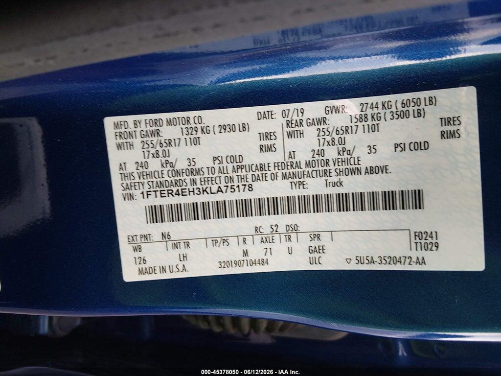 1FTER4EH3KLA75178 2019 FORD RANGER photo no. 9