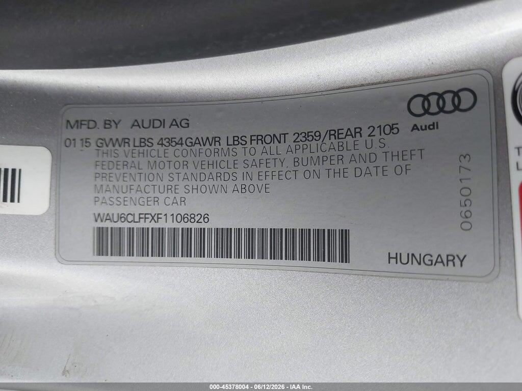 WAU6CLFFXF1106826 2015 AUDI A3 photo no. 9