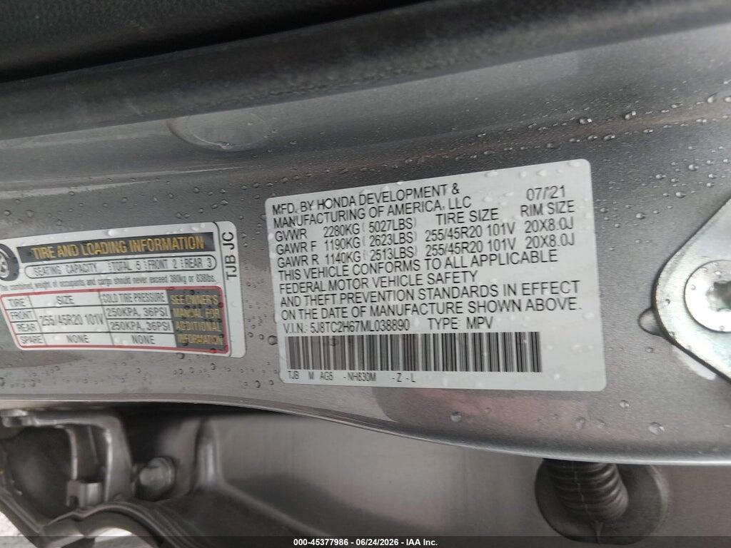 5J8TC2H67ML038890 2021 ACURA RDX photo no. 9