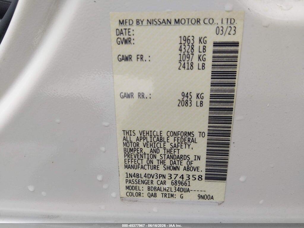 1N4BL4DV3PN374358 2023 NISSAN ALTIMA photo no. 9