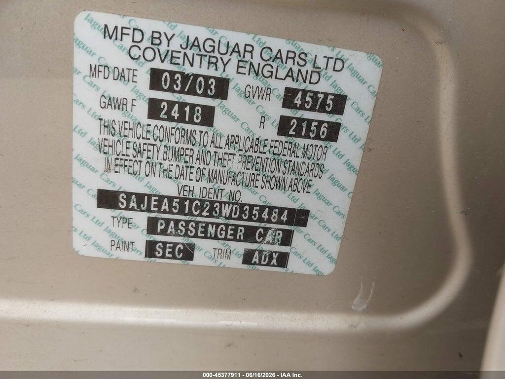 SAJCA51C23WD35484 2003 JAGUAR X-TYPE photo no. 9